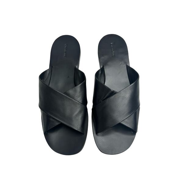Everlane Day Crossover Sandal Black Leather Open Toe Comfy Summer Vacay 11 - Picture 1 of 7